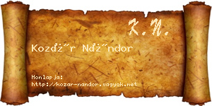 Kozár Nándor névjegykártya