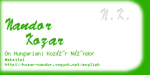 nandor kozar business card